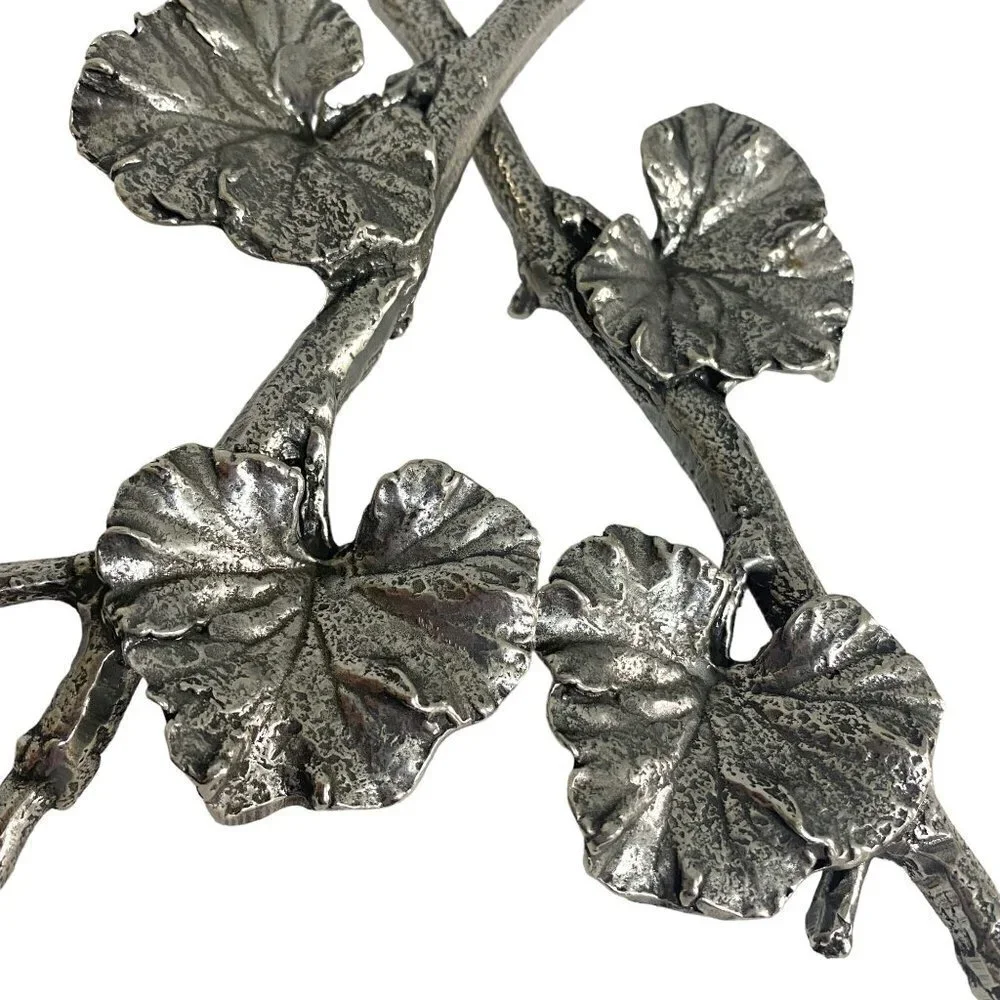 Geranium Leaf Salad Servers Metalware Twig Handles